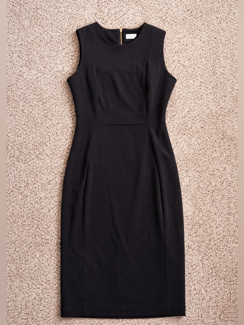 Calvin Klein Black Sleeveless Sheath Dress with Back Zip